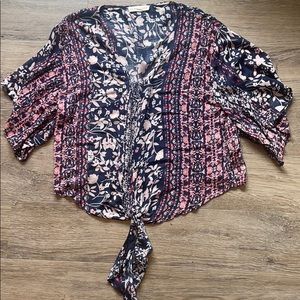 Lovestitch Floral Front Tie Top